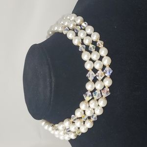 VINTAGE pearls/ aurora borealis choker